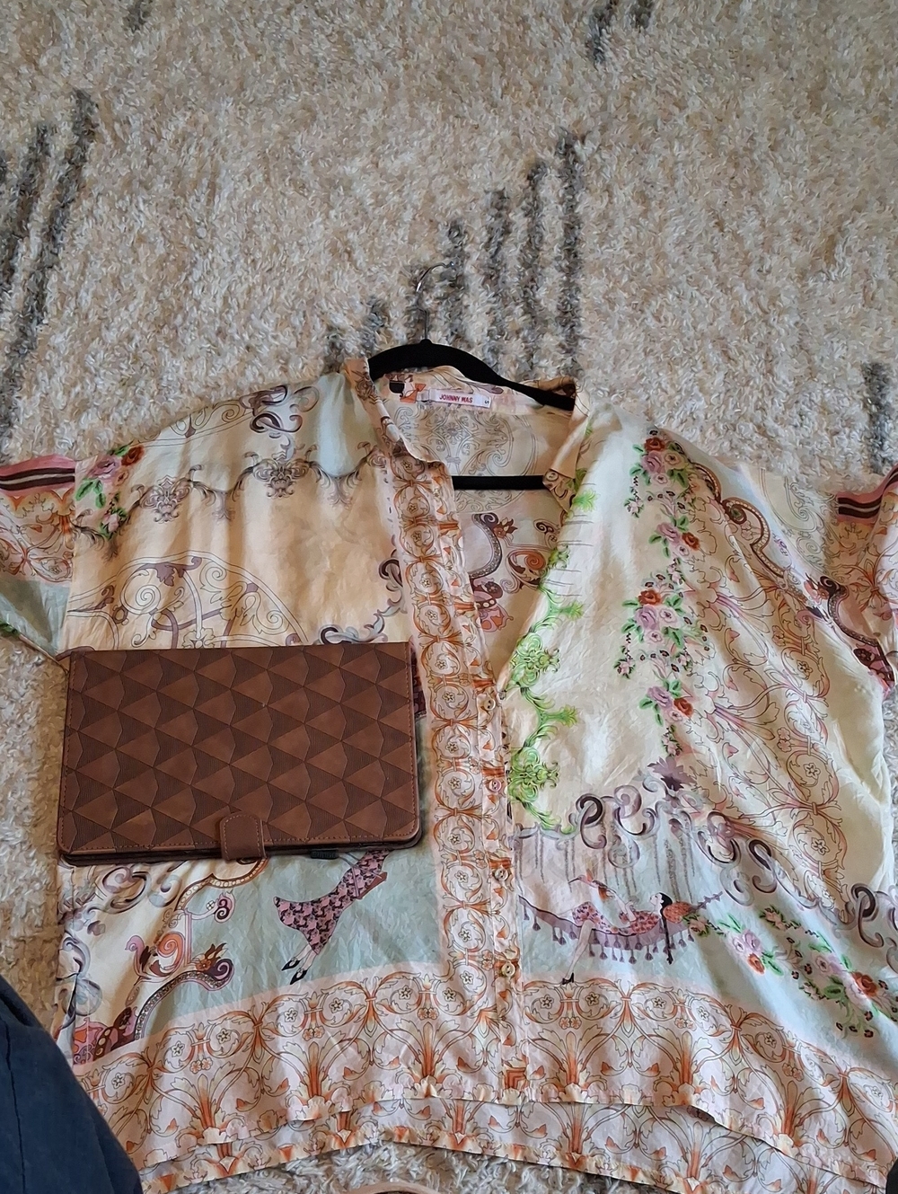Johnny Was Cream Multi Floral Scroll V-Neck Blouse - Picture 11 of 11